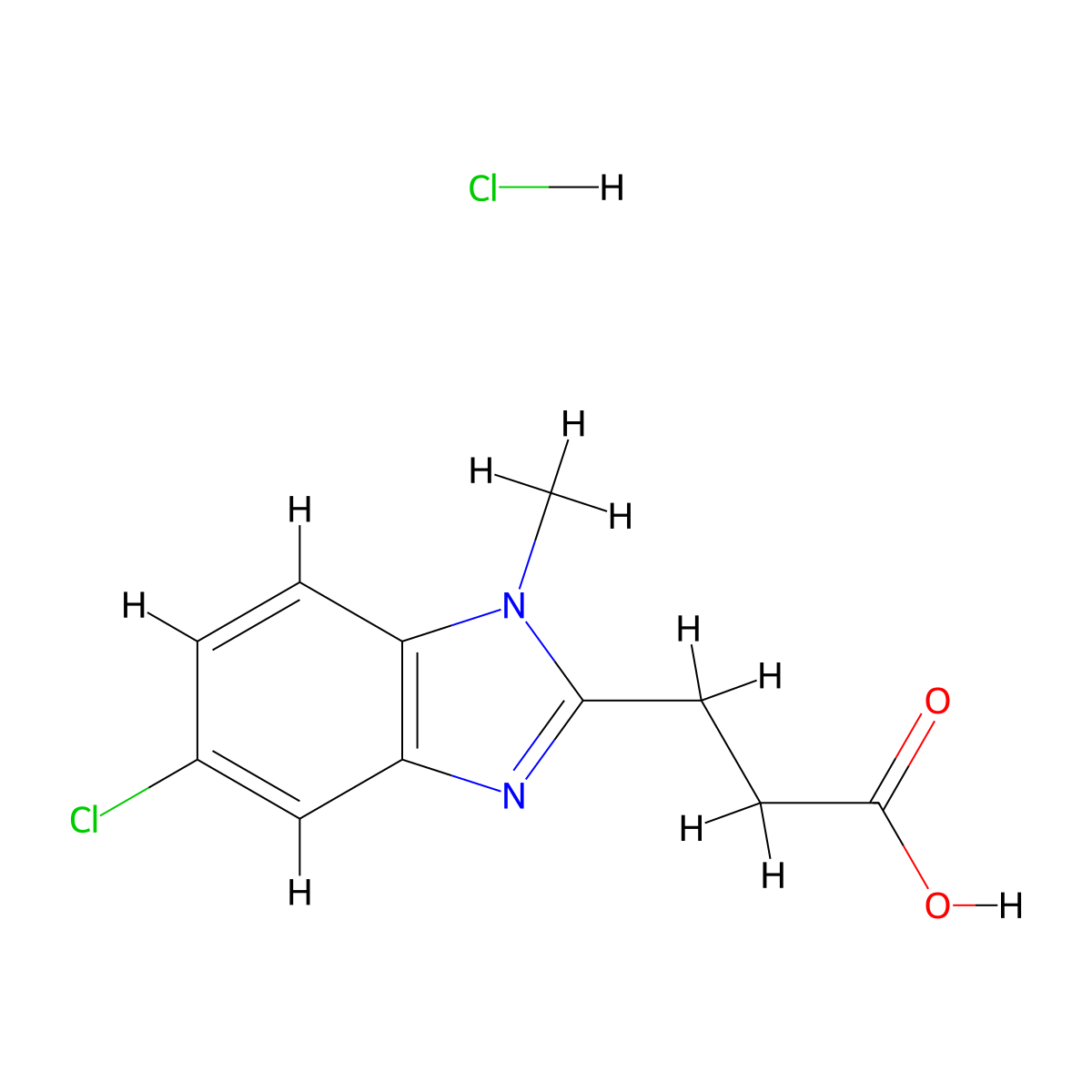 3-(5-Chloro-1-methyl-1H-benzoimidazol-2-yl)-propionic acid hydrochloride molecular structure, CAS 1354543-14-8