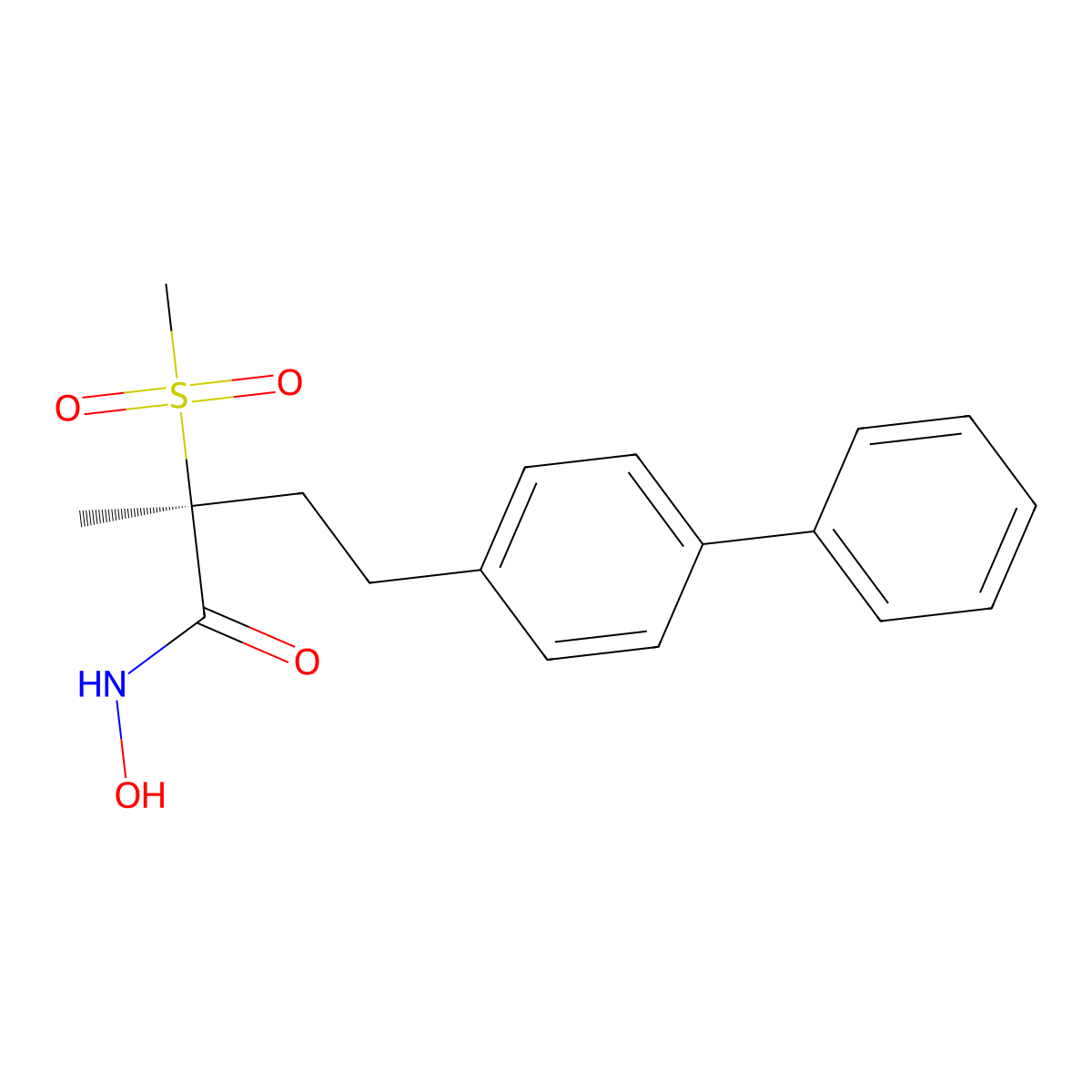 (2S)-4-biphenyl-4-yl-N-hydroxy-2-methyl-2-(methylsulfonyl)butanamide molecular structure, CAS 1354546-42-1