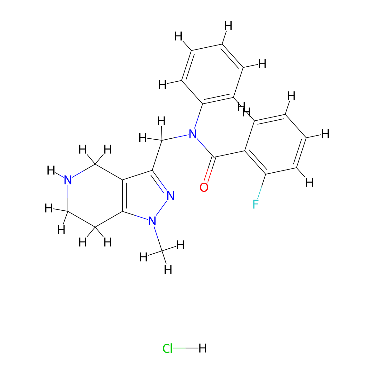 2-Fluoro-N-((1-methyl-4,5,6,7-tetrahydro-1H-pyrazolo[4,3-c]pyridin-3-yl)methyl)-N-phenylbenzamide hydrochloride molecular structure, CAS 1354550-73-4