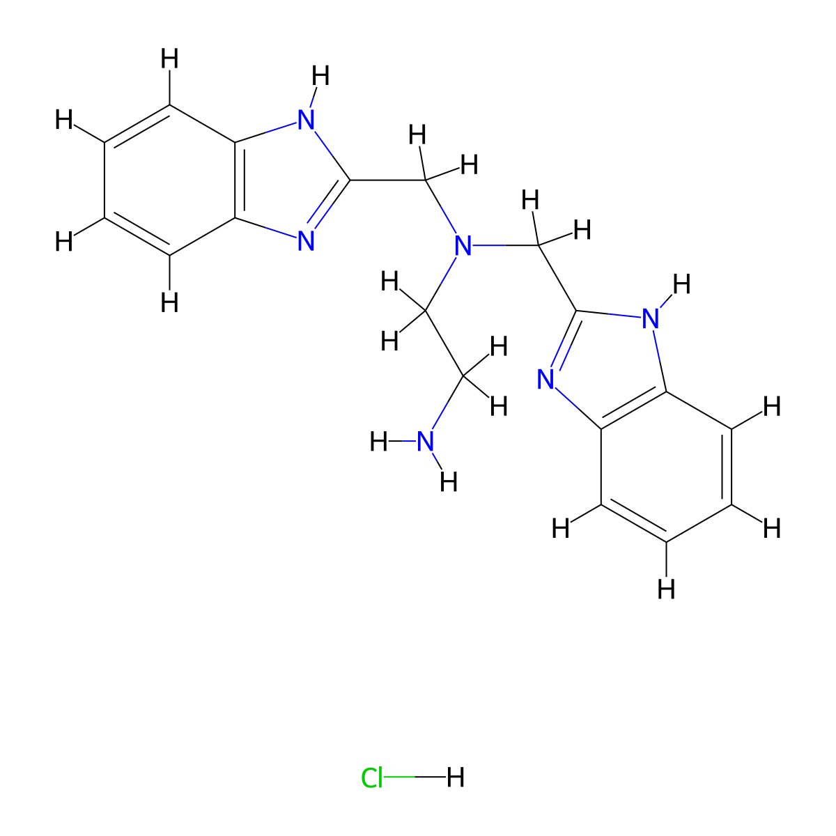 N,N-Bis(1H-benzimidazol-2-ylmethyl)ethane-1,2-diamine hydrochloride molecular structure, CAS 1354550-80-3