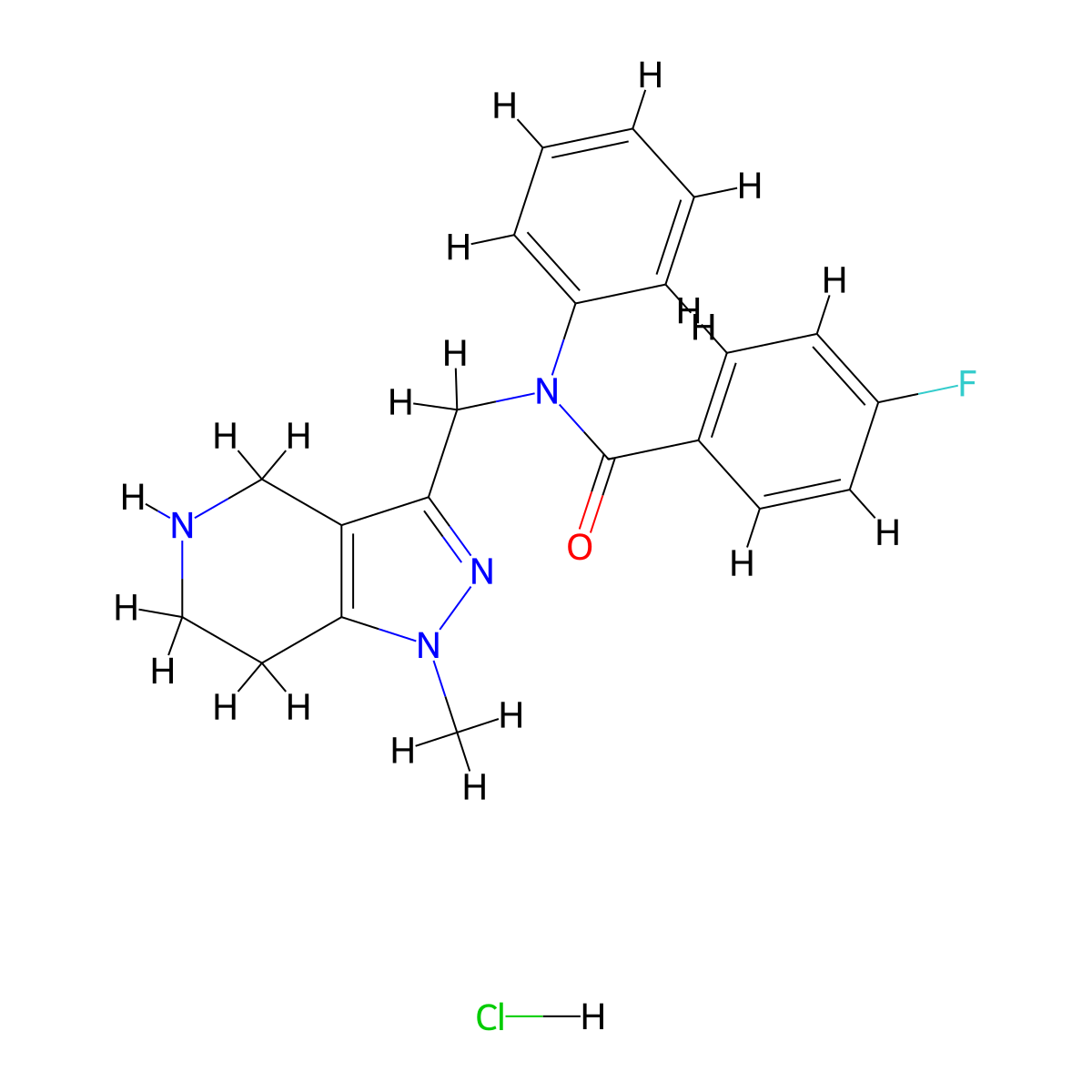 4-fluoro-N-[(1-methyl-4,5,6,7-tetrahydro-1H-pyrazolo[4,3-c]pyridin-3-yl)methyl]-N-phenylbenzamide hydrochloride molecular structure, CAS 1354550-85-8
