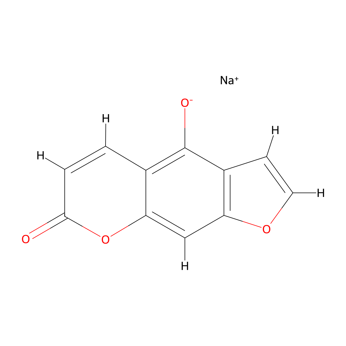 Sodium 7-oxo-7h-furo[3,2-g]chromen-4-olate molecular structure, CAS 13546-84-4
