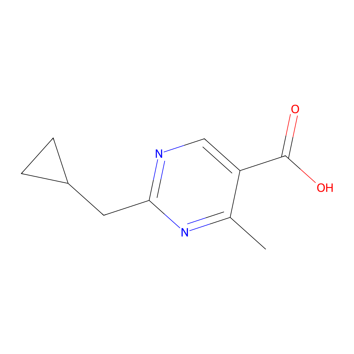 2-(Cyclopropylmethyl)-4-methylpyrimidine-5-carboxylic acid molecular structure, CAS 1354626-65-5