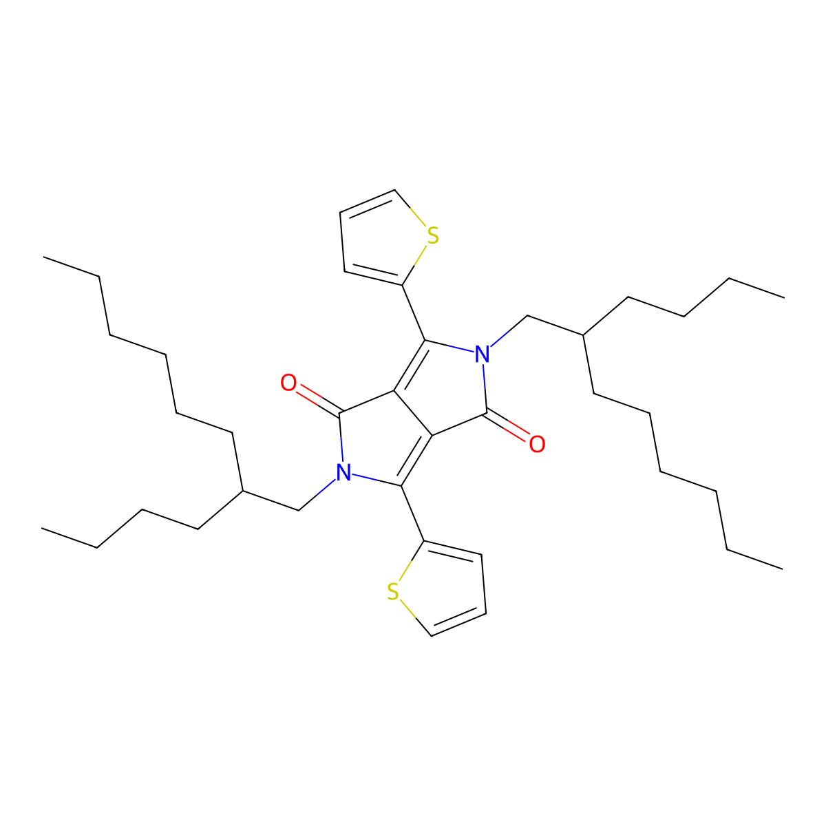 2,5-Bis(2-butyloctyl)-3,6-di(thiophen-2-yl)pyrrolo[3,4-c]pyrrole-1,4(2H,5H)-dione molecular structure, CAS 1354631-87-0