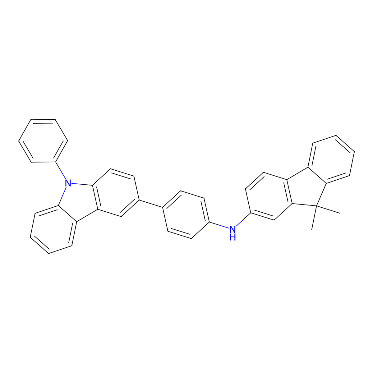 9,9-Dimethyl-N-(4-(9-phenyl-9H-carbazol-3-yl)phenyl)-9H-fluoren-2-amine molecular structure, CAS 1354653-33-0