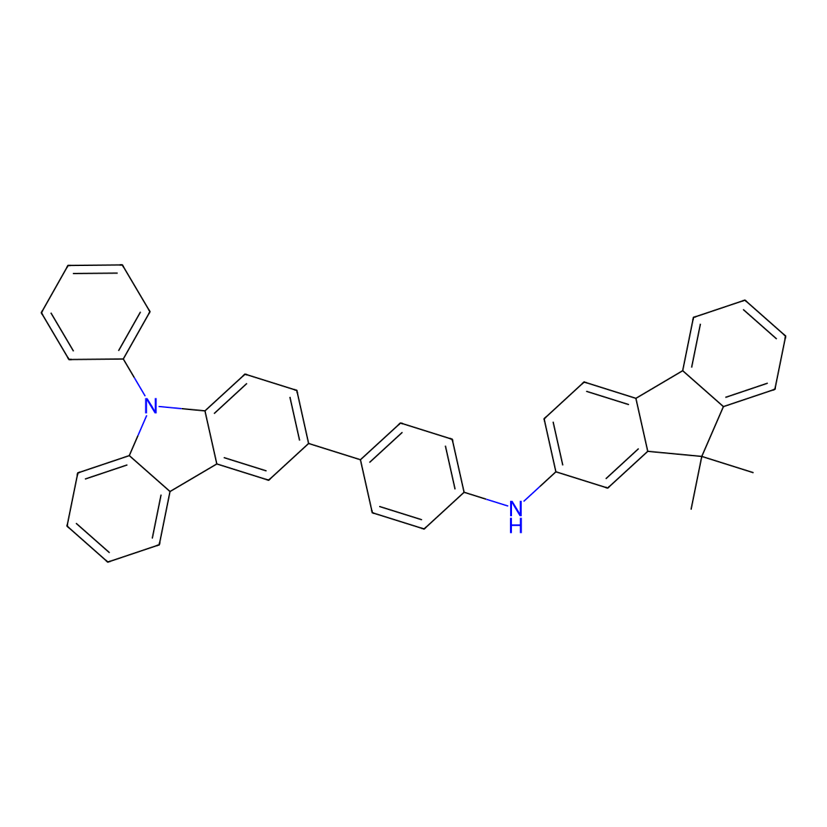 9,9-Dimethyl-N-(4-(9-phenyl-9H-carbazol-3-yl)phenyl)-9H-fluoren-2-amine molecular structure, CAS 1354653-33-0