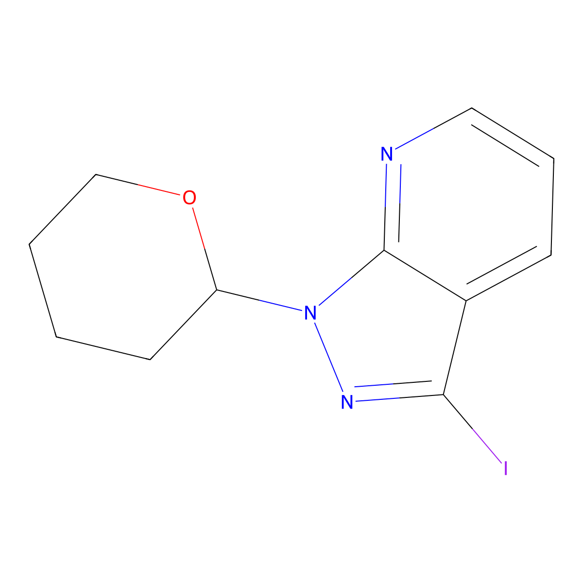 3-iodo-1-(oxan-2-yl)-1H-pyrazolo[3,4-b]pyridine molecular structure, CAS 1354654-87-7