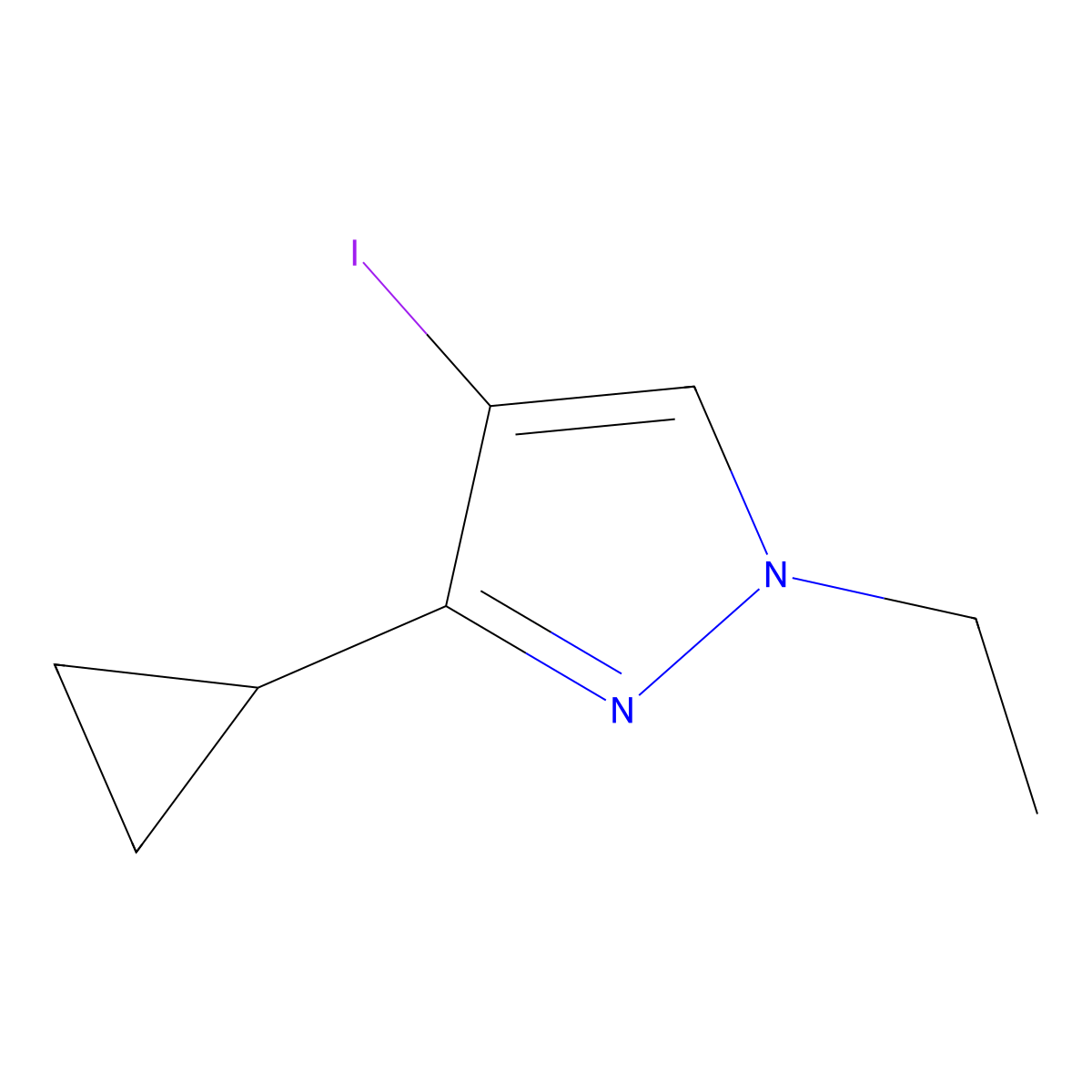 3-Cyclopropyl-1-ethyl-4-iodo-1H-pyrazole molecular structure, CAS 1354703-46-0