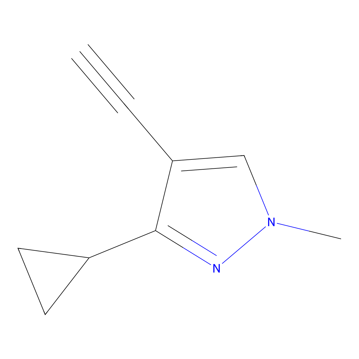 3-Cyclopropyl-4-ethynyl-1-methyl-1H-pyrazole molecular structure, CAS 1354703-48-2