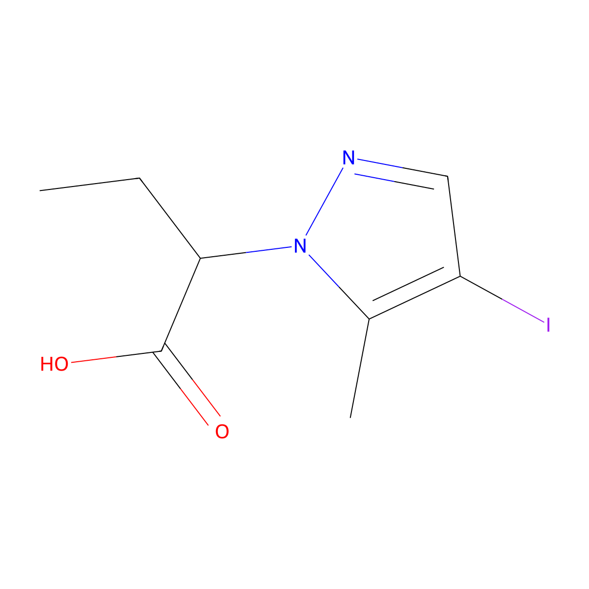 2-(4-iodo-5-methyl-1H-pyrazol-1-yl)butanoic acid molecular structure, CAS 1354703-55-1