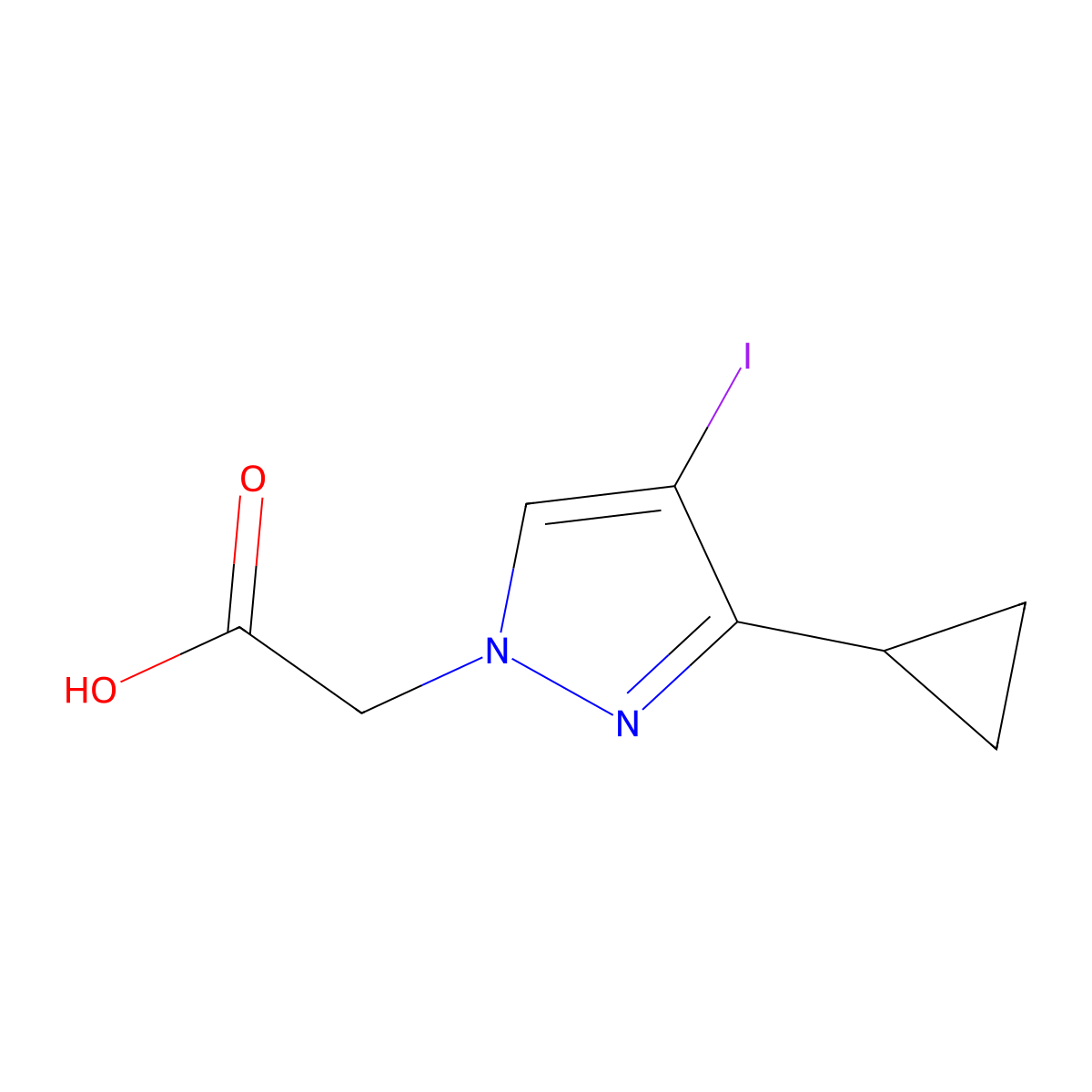 2-(3-Cyclopropyl-4-iodo-1H-pyrazol-1-yl)acetic acid molecular structure, CAS 1354703-67-5