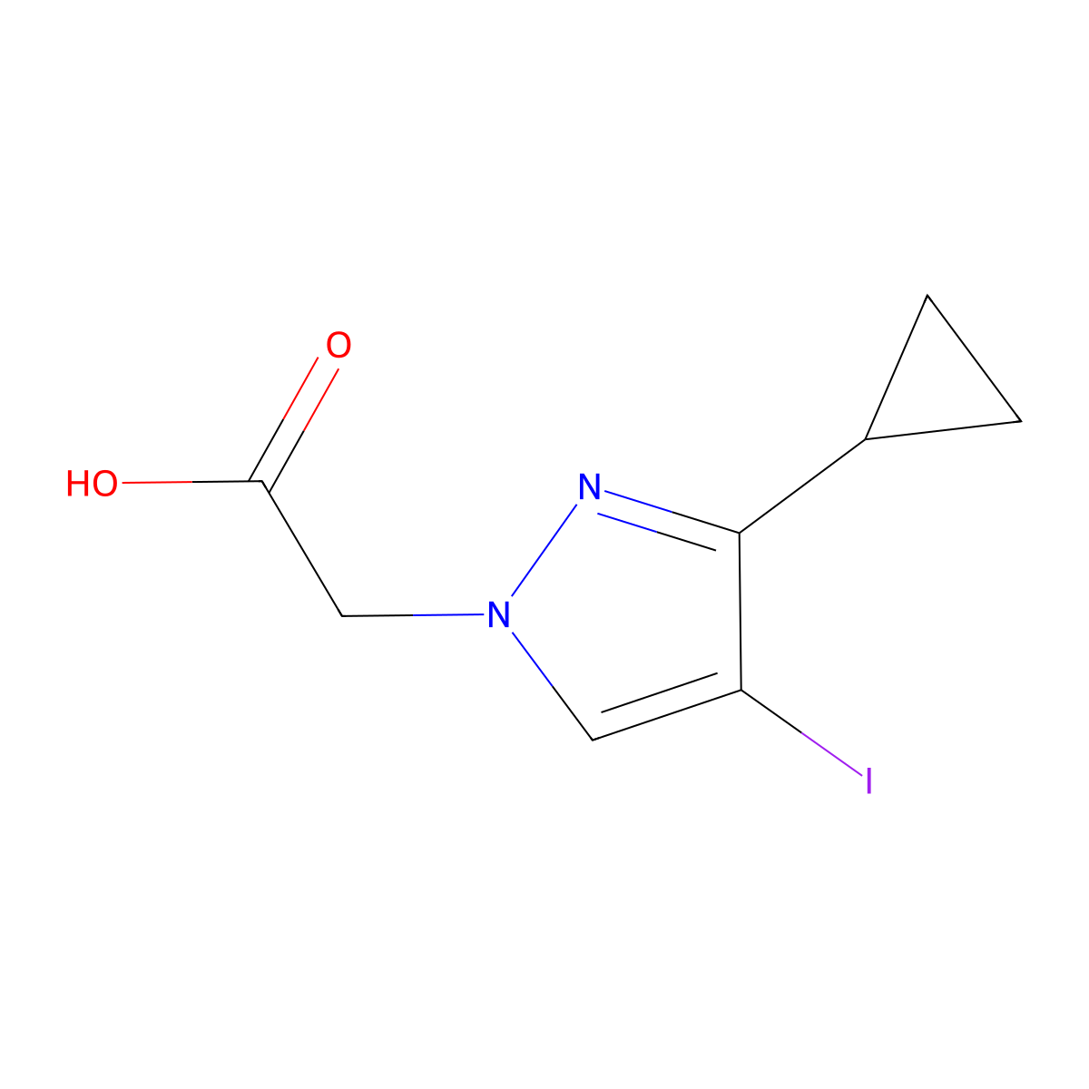 2-(3-Cyclopropyl-4-iodo-1H-pyrazol-1-yl)acetic acid molecular structure, CAS 1354703-67-5