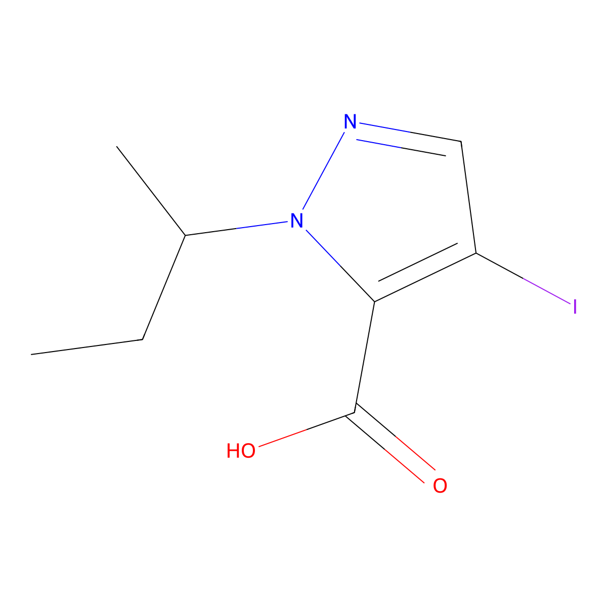 1-Sec-butyl-4-iodo-1H-pyrazole-5-carboxylic acid molecular structure, CAS 1354703-69-7
