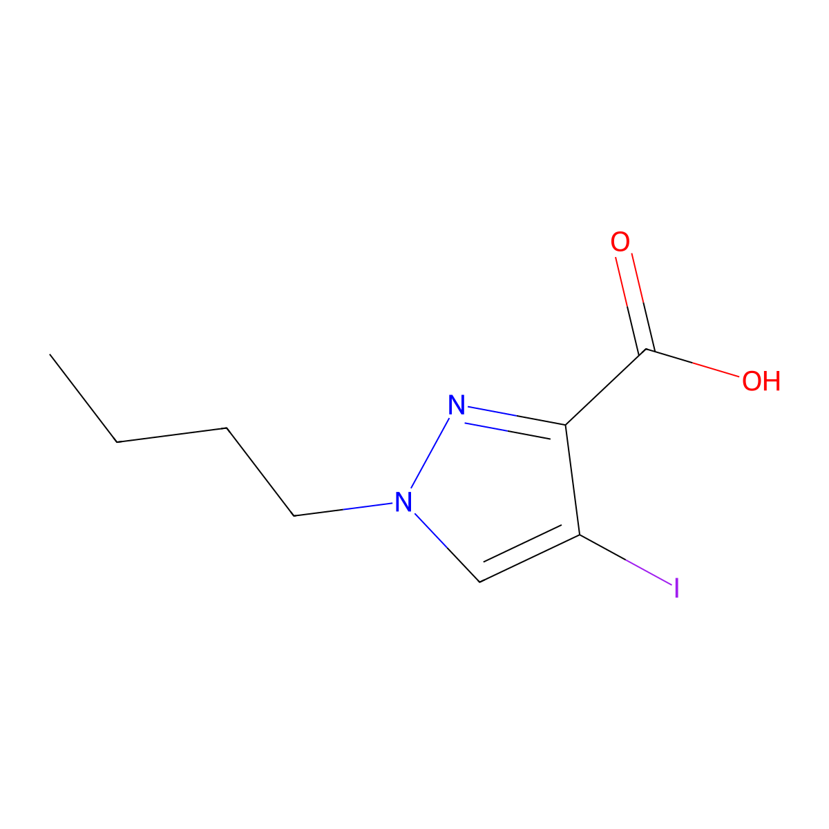 1-Butyl-4-iodo-1H-pyrazole-3-carboxylic acid molecular structure, CAS 1354703-72-2