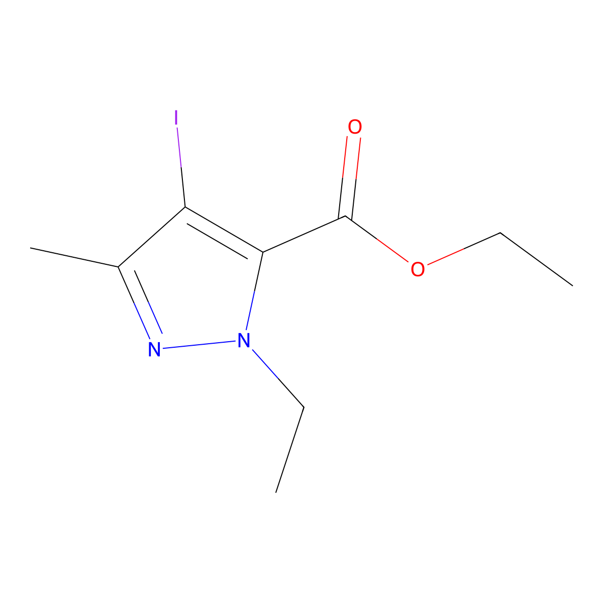 Ethyl 1-ethyl-4-iodo-3-methyl-1H-pyrazole-5-carboxylate molecular structure, CAS 1354703-74-4
