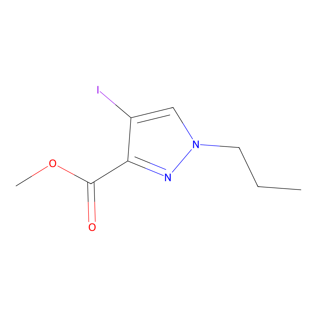 methyl 4-iodo-1-propyl-1H-pyrazole-3-carboxylate molecular structure, CAS 1354703-81-3