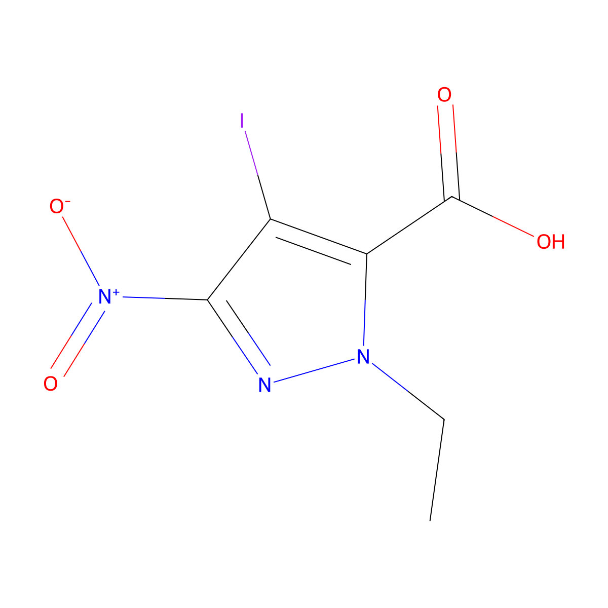 1-Ethyl-4-iodo-3-nitro-1H-pyrazole-5-carboxylic acid molecular structure, CAS 1354703-87-9