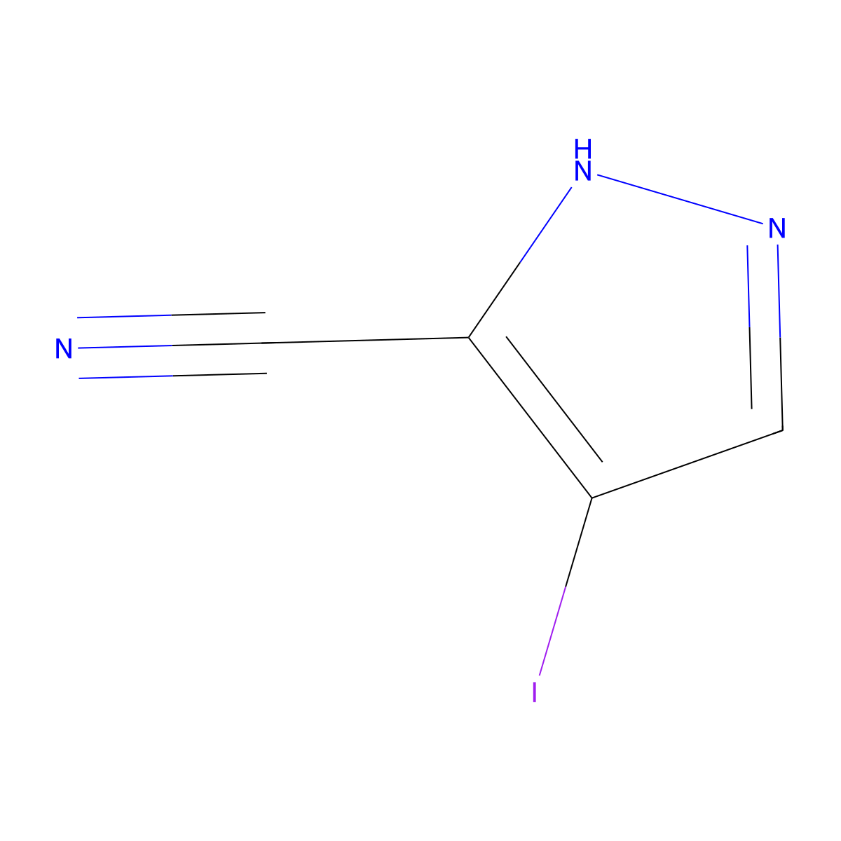 4-iodo-1H-pyrazole-5-carbonitrile molecular structure, CAS 1354703-91-5