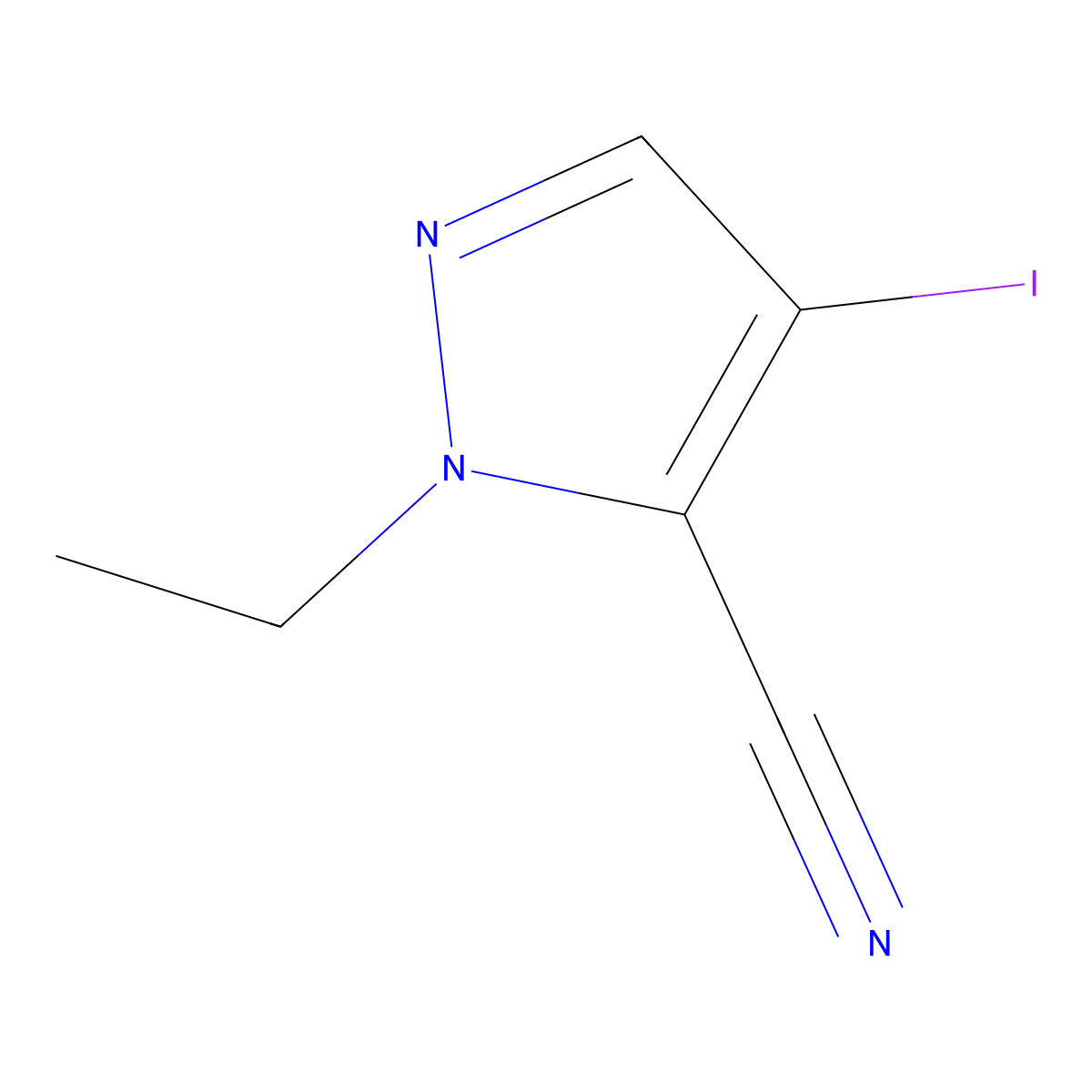 1-ethyl-4-iodo-1H-pyrazole-5-carbonitrile molecular structure, CAS 1354704-03-2