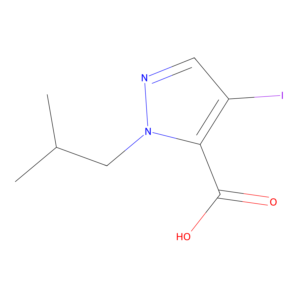 4-Iodo-1-isobutyl-1H-pyrazole-5-carboxylic acid molecular structure, CAS 1354704-22-5
