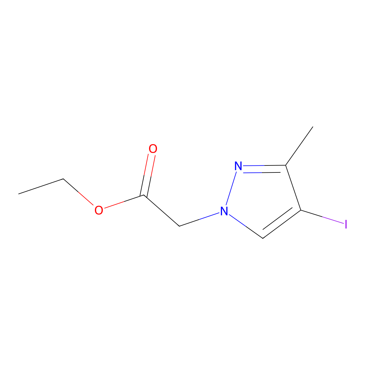 Ethyl 2-(4-iodo-3-methyl-1H-pyrazol-1-yl)acetate molecular structure, CAS 1354704-28-1