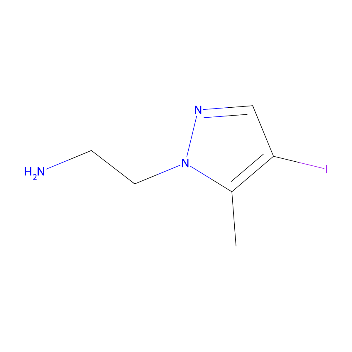 2-(4-Iodo-5-methyl-1H-pyrazol-1-YL)ethan-1-amine molecular structure, CAS 1354704-31-6