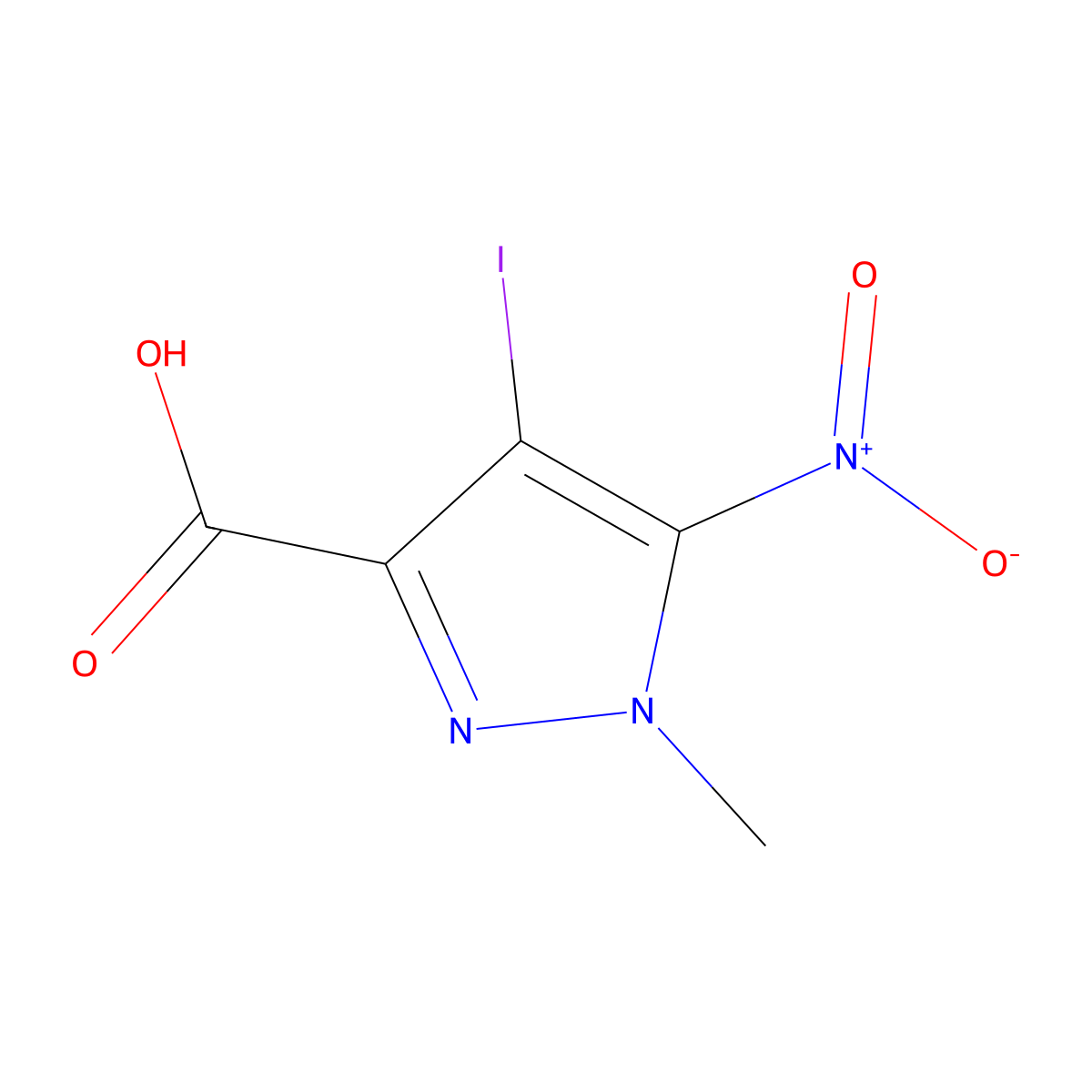 4-Iodo-1-methyl-5-nitro-1H-pyrazole-3-carboxylic acid molecular structure, CAS 1354704-33-8