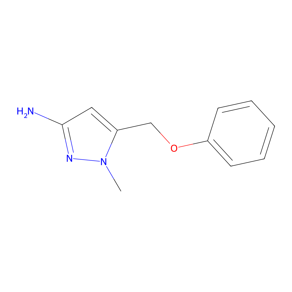 1-methyl-5-(phenoxymethyl)-1H-pyrazol-3-amine molecular structure, CAS 1354704-34-9