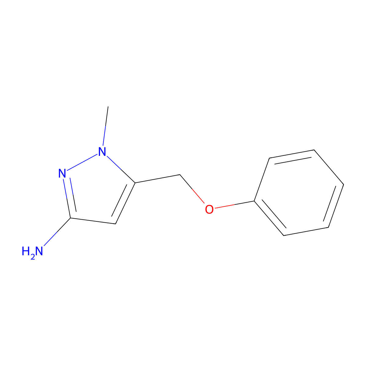 1-methyl-5-(phenoxymethyl)-1H-pyrazol-3-amine molecular structure, CAS 1354704-34-9