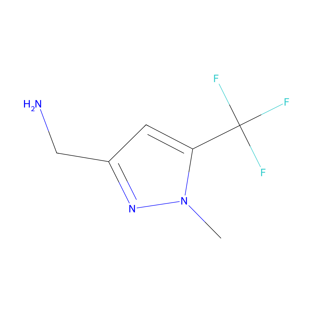 1-[1-methyl-5-(trifluoromethyl)-1H-pyrazol-3-yl]methanamine molecular structure, CAS 1354704-35-0