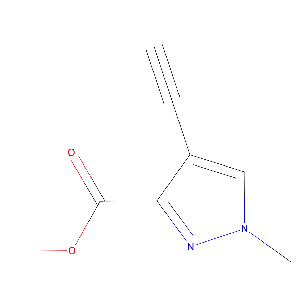 methyl 4-ethynyl-1-methyl-1H-pyrazole-3-carboxylate molecular structure, CAS 1354704-40-7