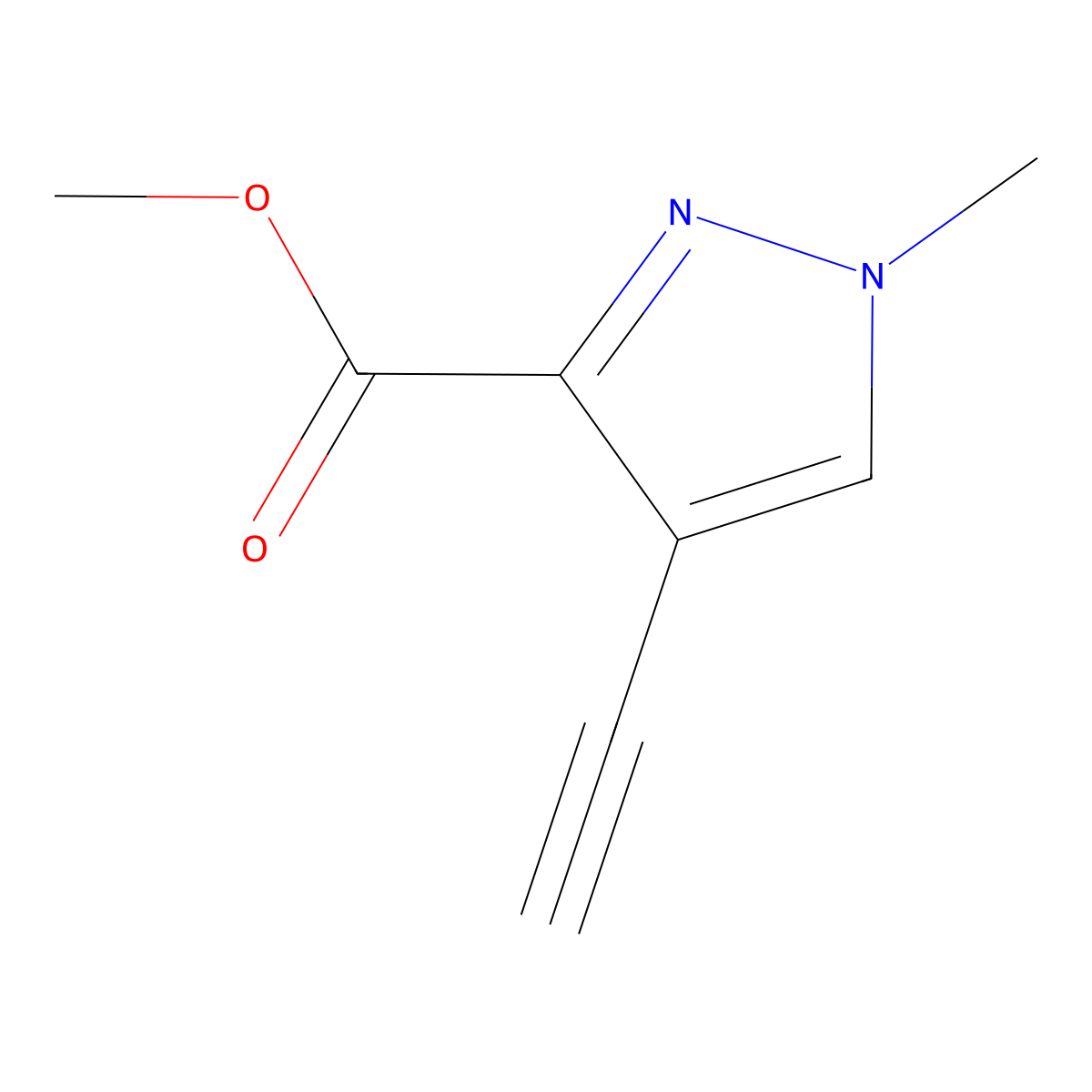 methyl 4-ethynyl-1-methyl-1H-pyrazole-3-carboxylate molecular structure, CAS 1354704-40-7