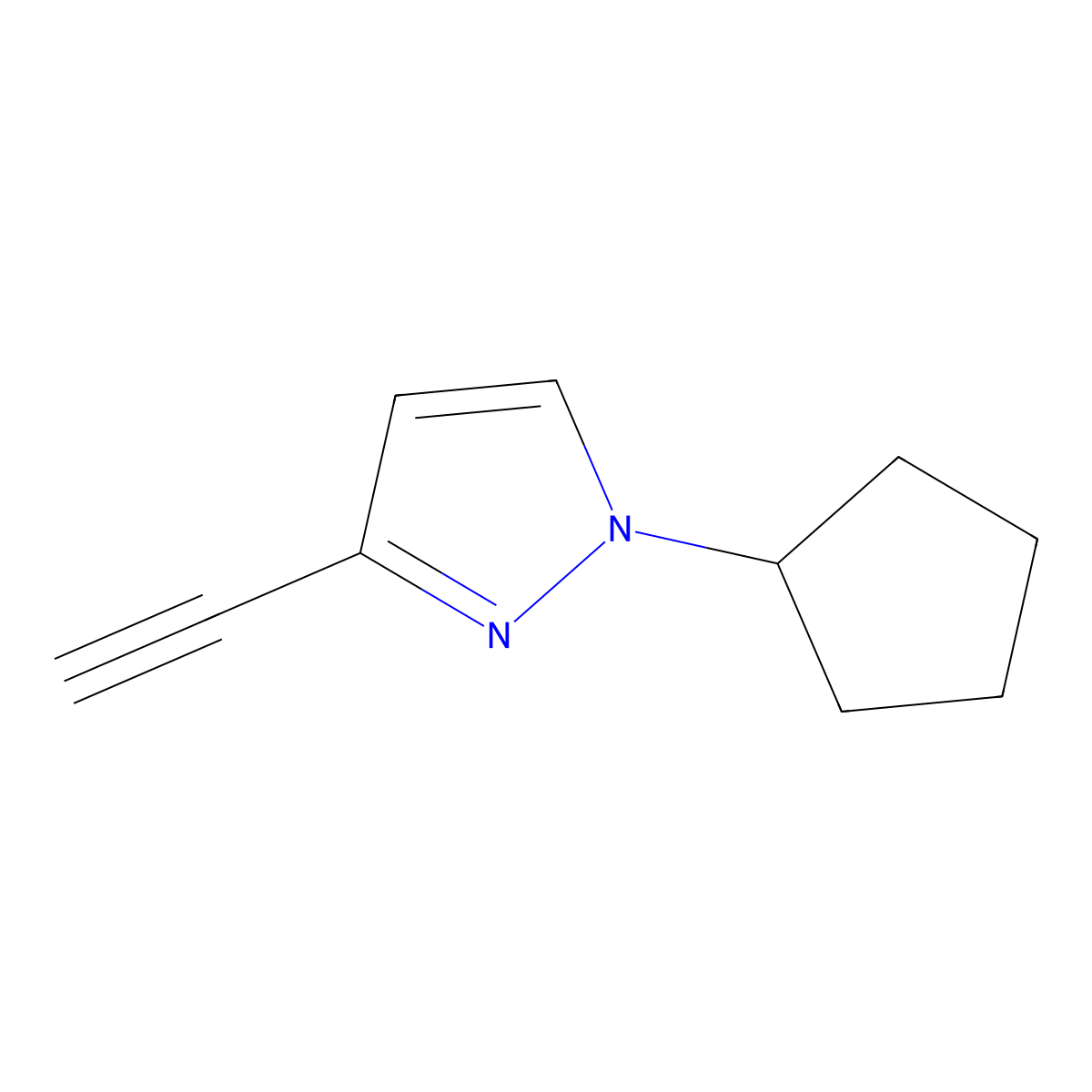 1-Cyclopentyl-3-ethynyl-1H-pyrazole molecular structure, CAS 1354704-45-2