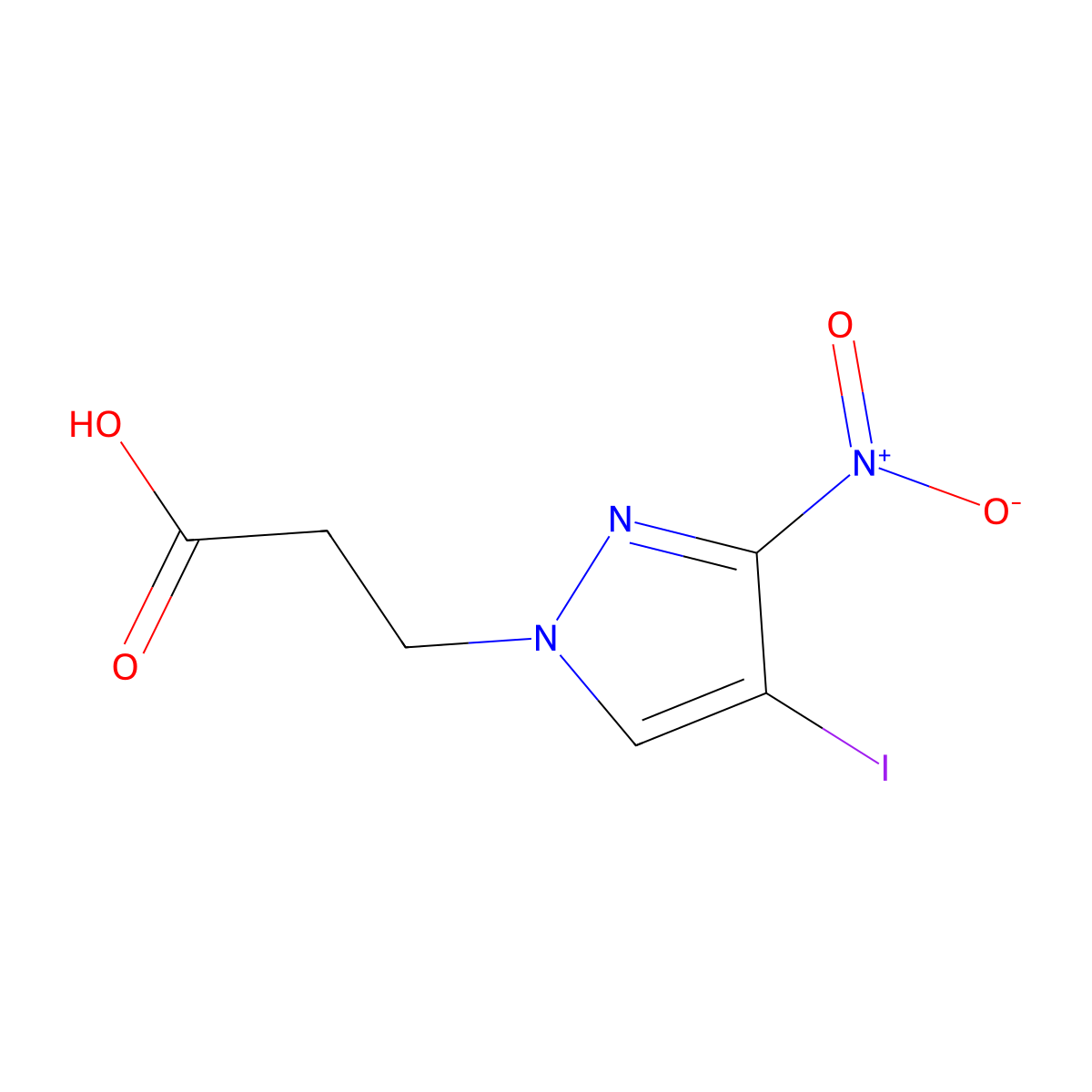 3-(4-Iodo-3-nitro-1H-pyrazol-1-yl)propanoic acid molecular structure, CAS 1354704-48-5