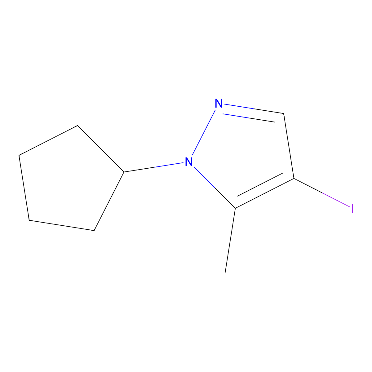 1-Cyclopentyl-4-iodo-5-methyl-1H-pyrazole molecular structure, CAS 1354704-67-8