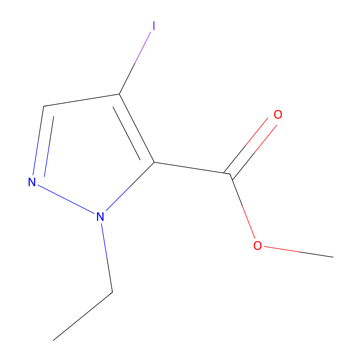 Methyl 1-ethyl-4-iodo-1H-pyrazole-5-carboxylate molecular structure, CAS 1354704-69-0