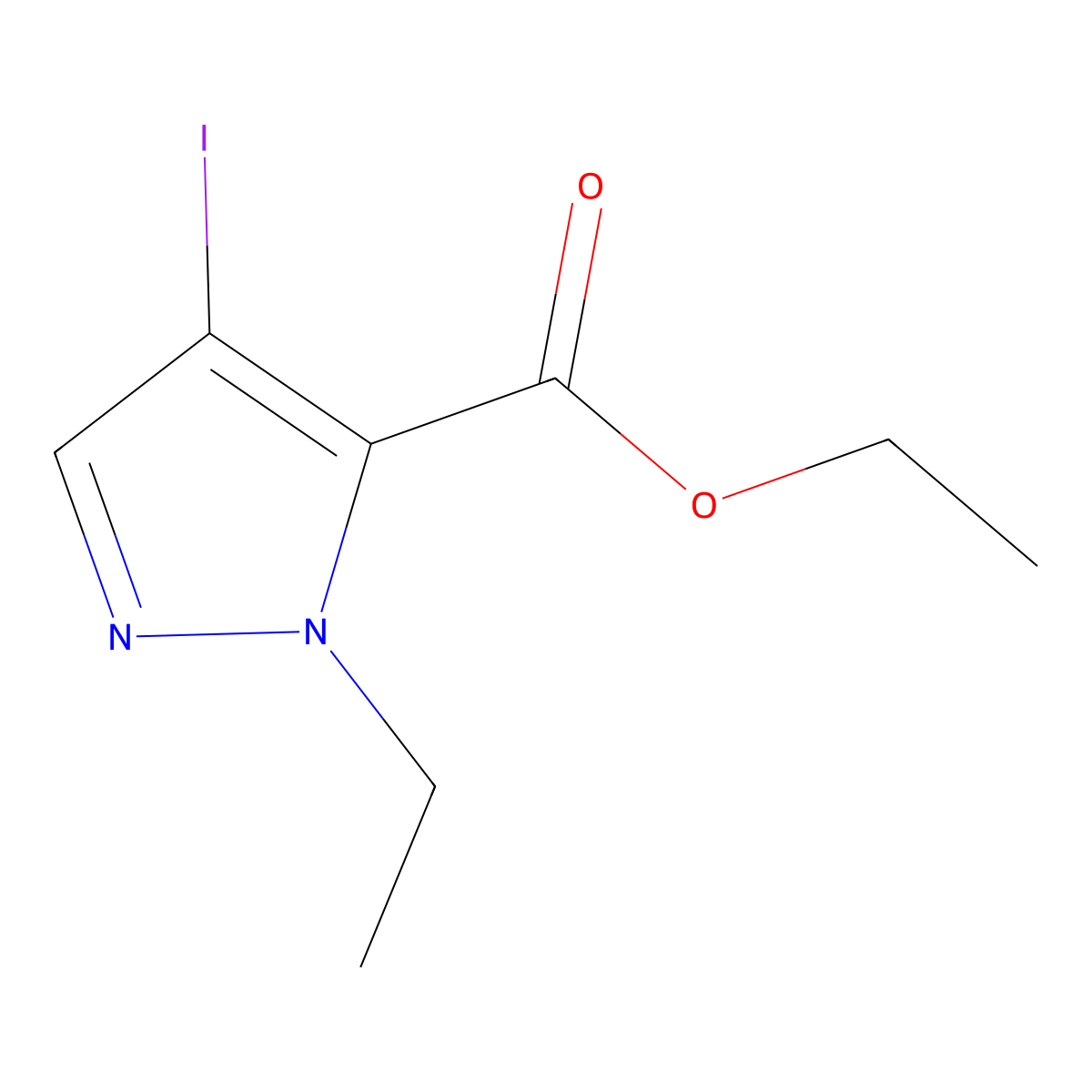 Ethyl 1-ethyl-4-iodo-1H-pyrazole-5-carboxylate molecular structure, CAS 1354704-72-5