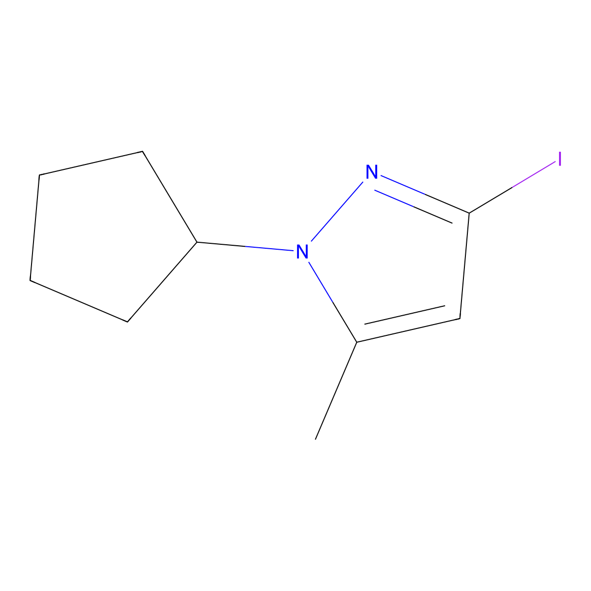 1-Cyclopentyl-3-iodo-5-methyl-1H-pyrazole molecular structure, CAS 1354704-74-7