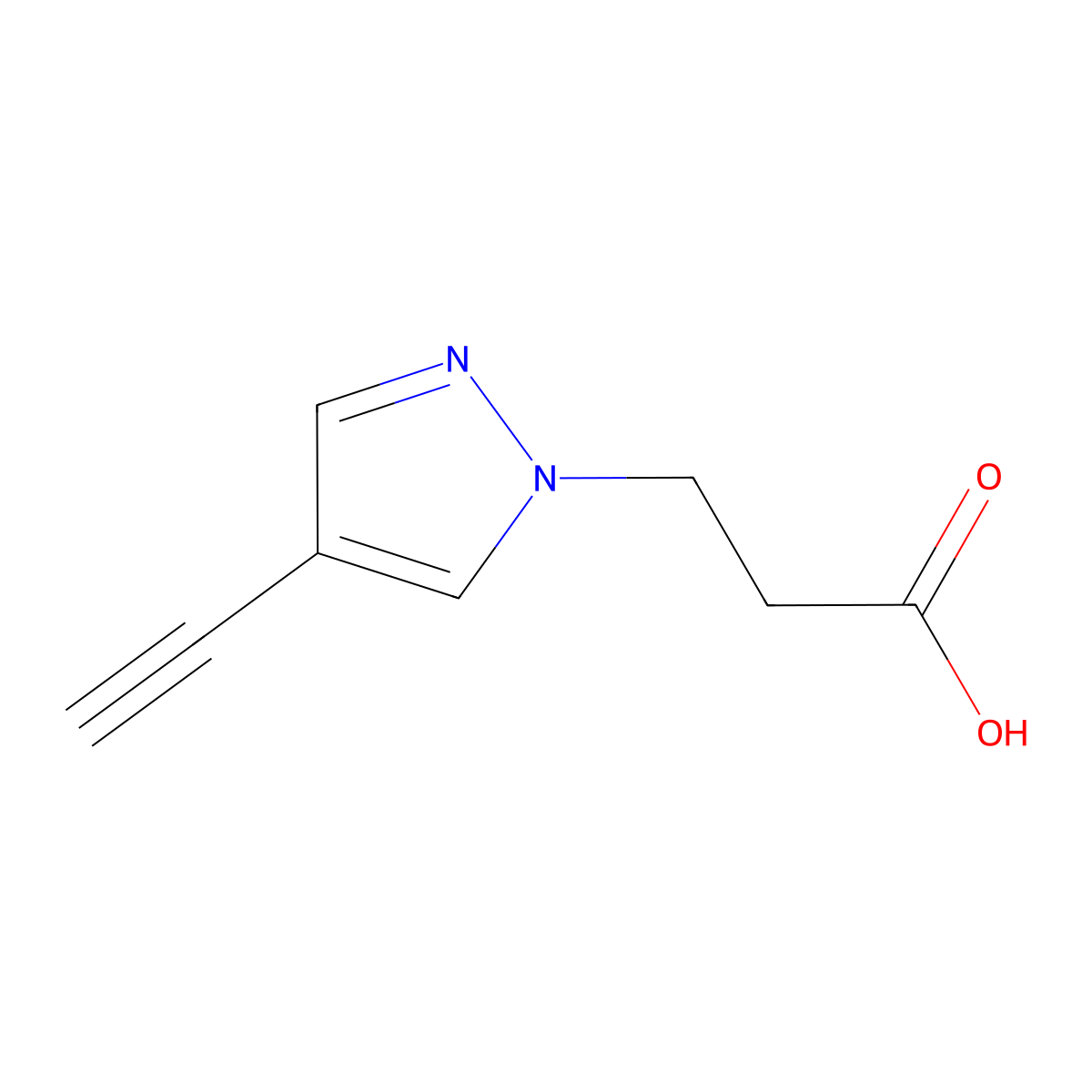 3-(4-Ethynyl-1H-pyrazol-1-yl)propanoic acid molecular structure, CAS 1354704-79-2