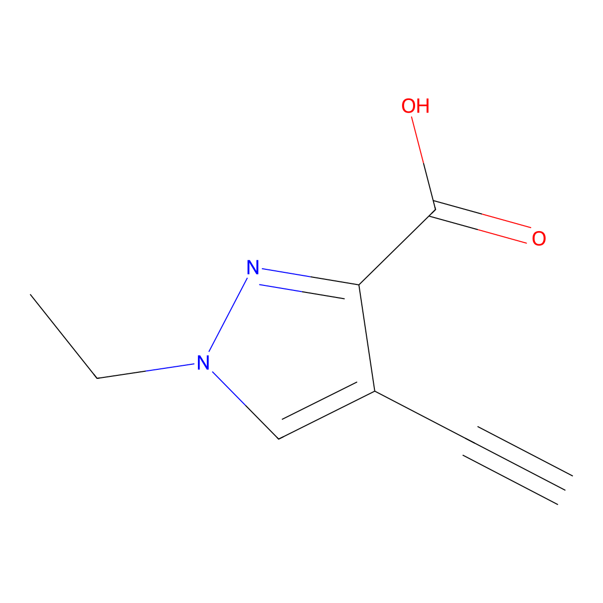 1-Ethyl-4-ethynyl-1H-pyrazole-3-carboxylic acid molecular structure, CAS 1354704-82-7