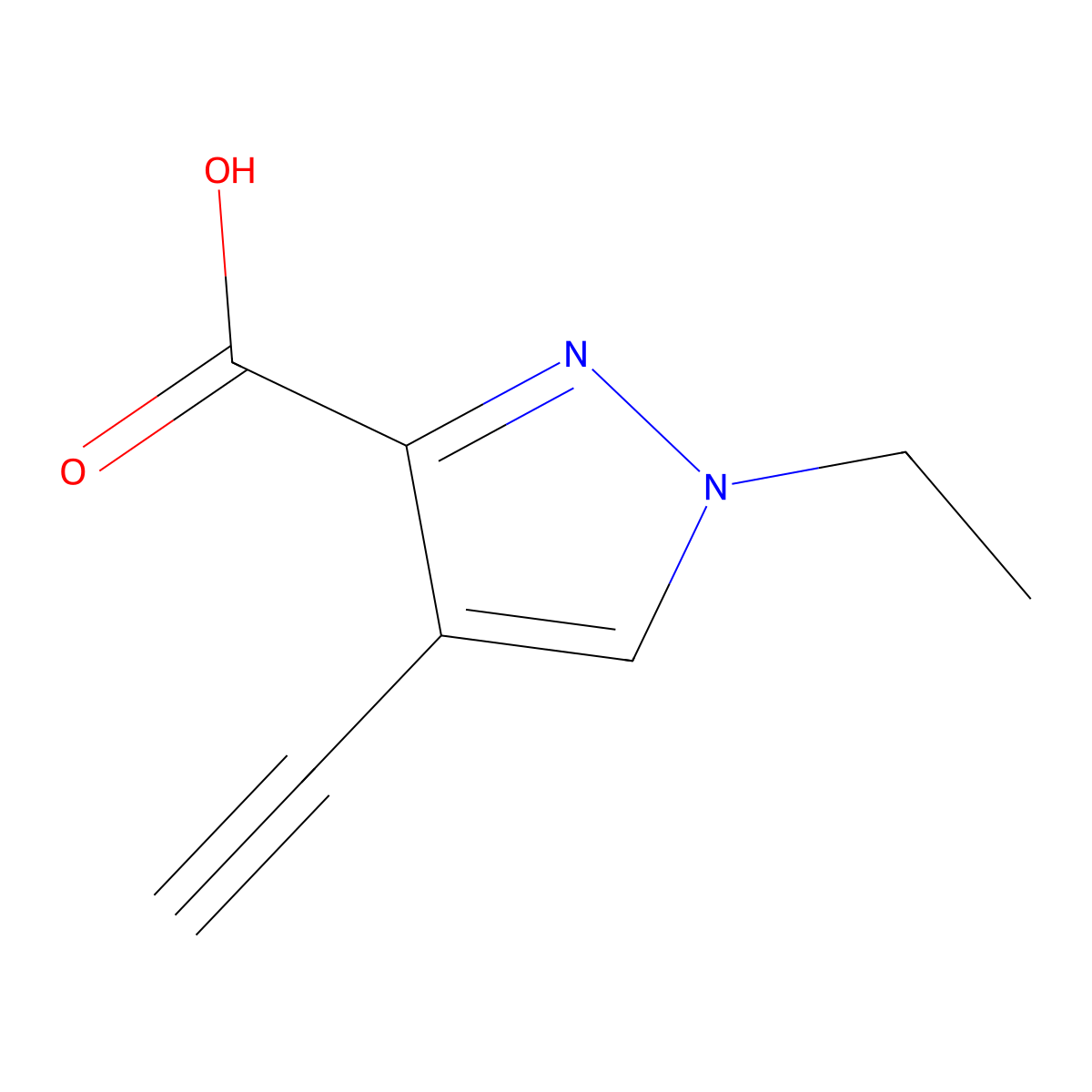 1-Ethyl-4-ethynyl-1H-pyrazole-3-carboxylic acid molecular structure, CAS 1354704-82-7