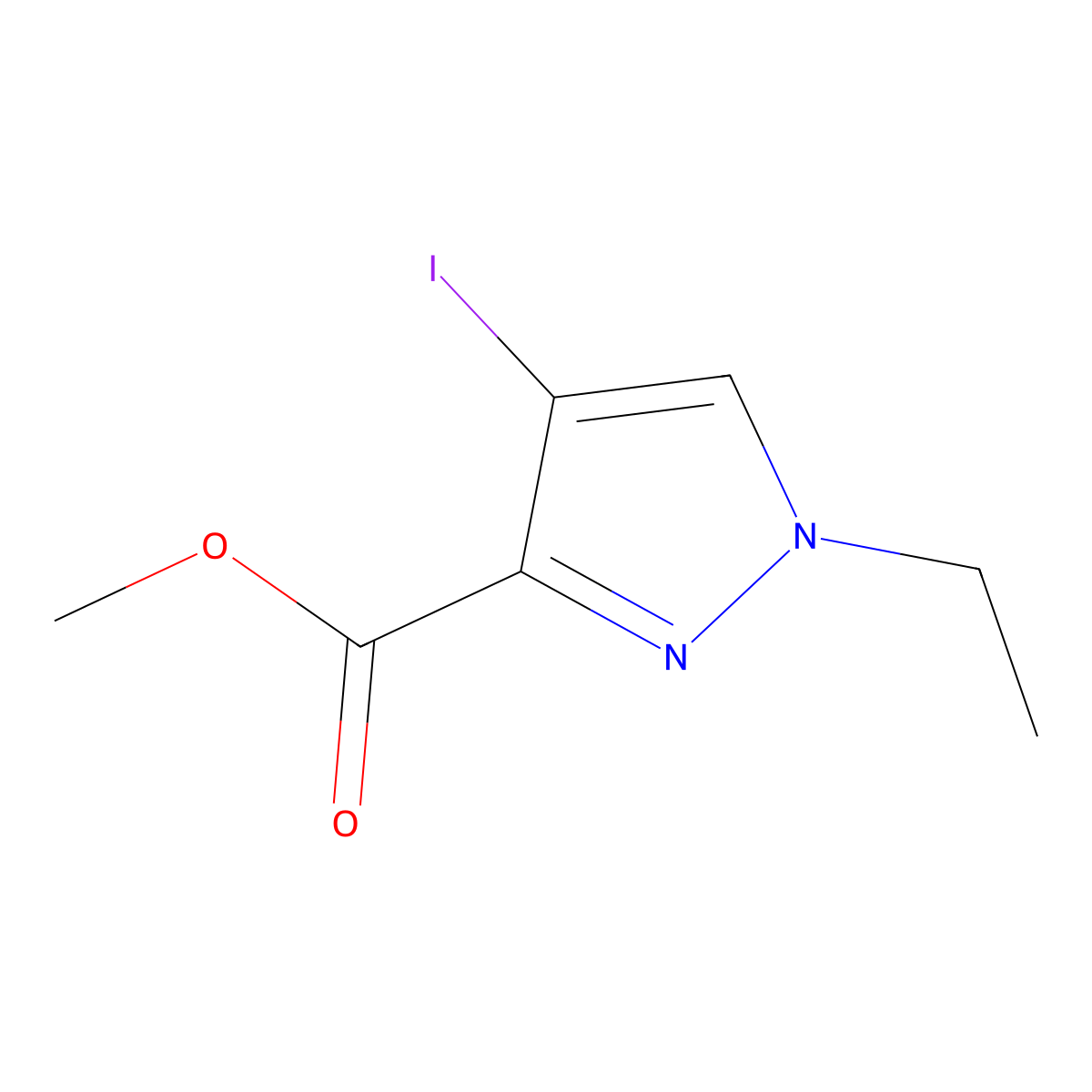 methyl 1-ethyl-4-iodo-1H-pyrazole-3-carboxylate molecular structure, CAS 1354704-85-0