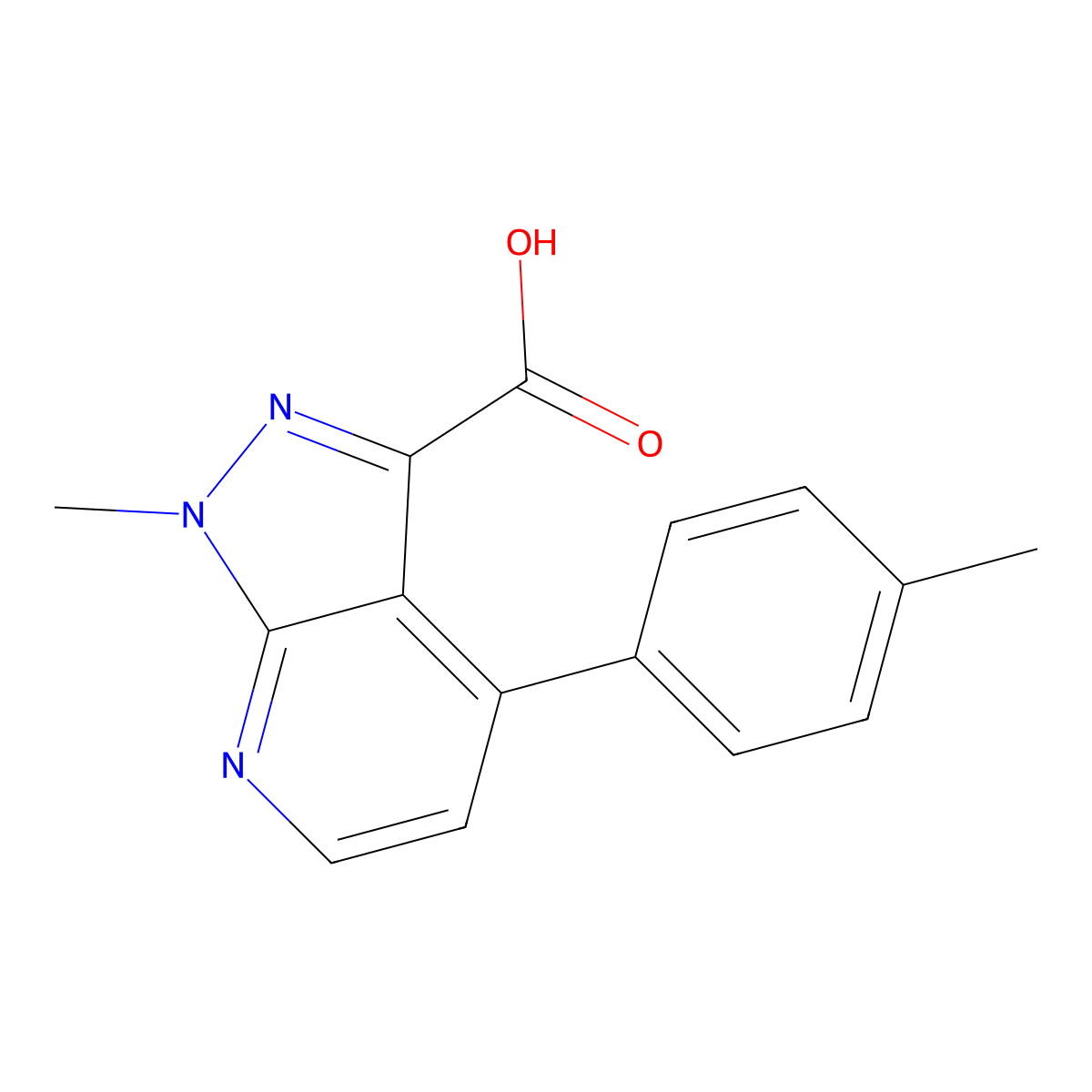 1-Methyl-4-(p-tolyl)-1H-pyrazolo[3,4-b]pyridine-3-carboxylic acid molecular structure, CAS 1354704-90-7