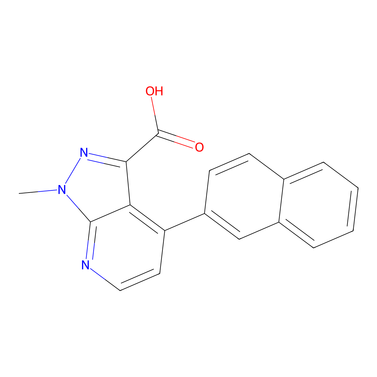 1-Methyl-4-(naphthalen-2-yl)-1H-pyrazolo[3,4-b]pyridine-3-carboxylic acid molecular structure, CAS 1354704-93-0