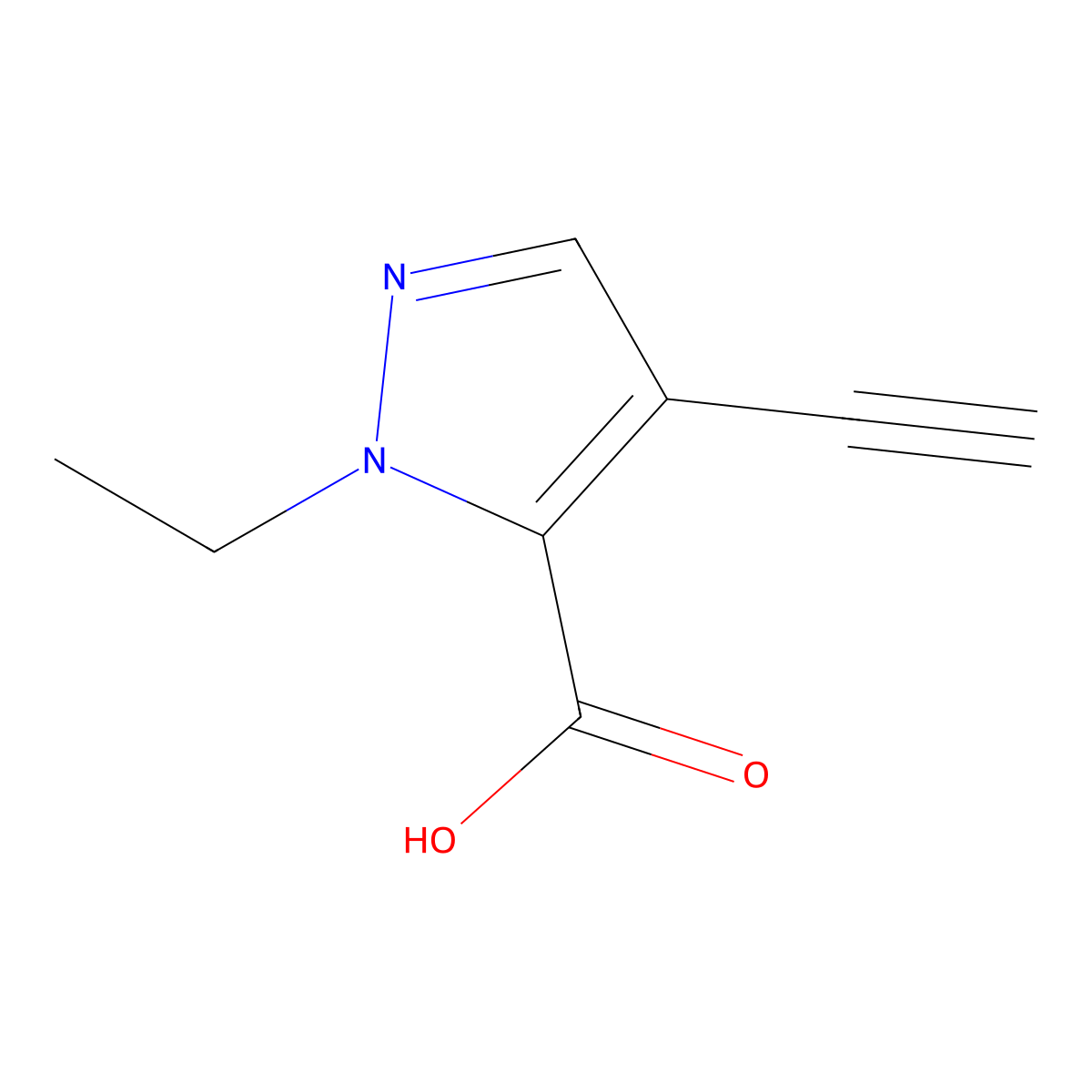 1-Ethyl-4-ethynyl-1H-pyrazole-5-carboxylic acid molecular structure, CAS 1354704-99-6