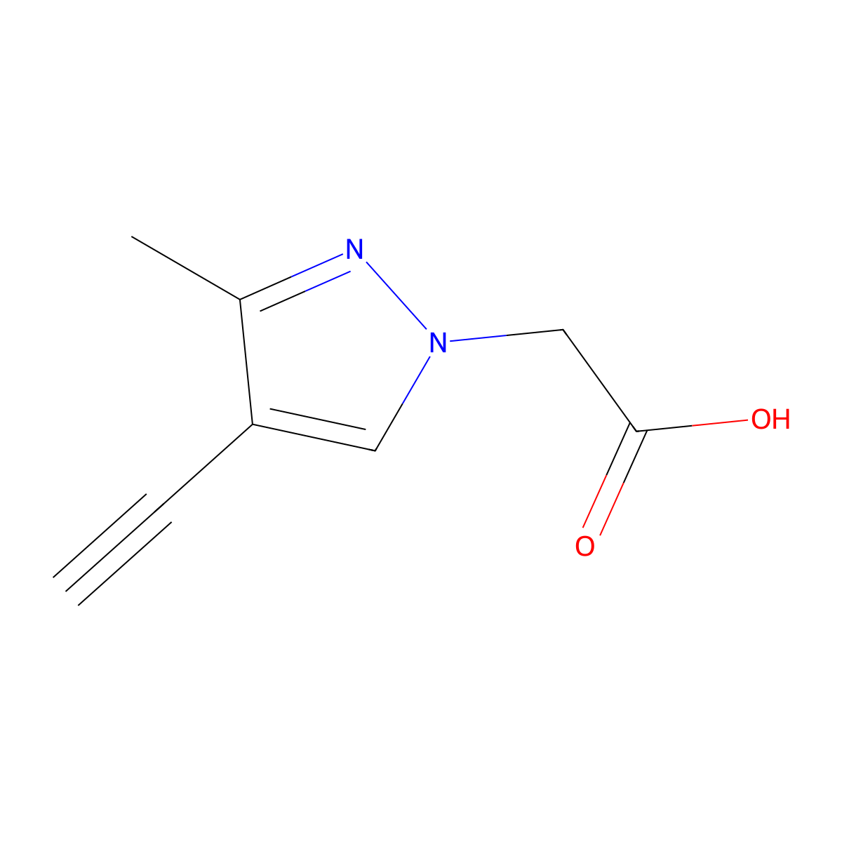 2-(4-Ethynyl-3-methyl-1H-pyrazol-1-yl)acetic acid molecular structure, CAS 1354705-01-3