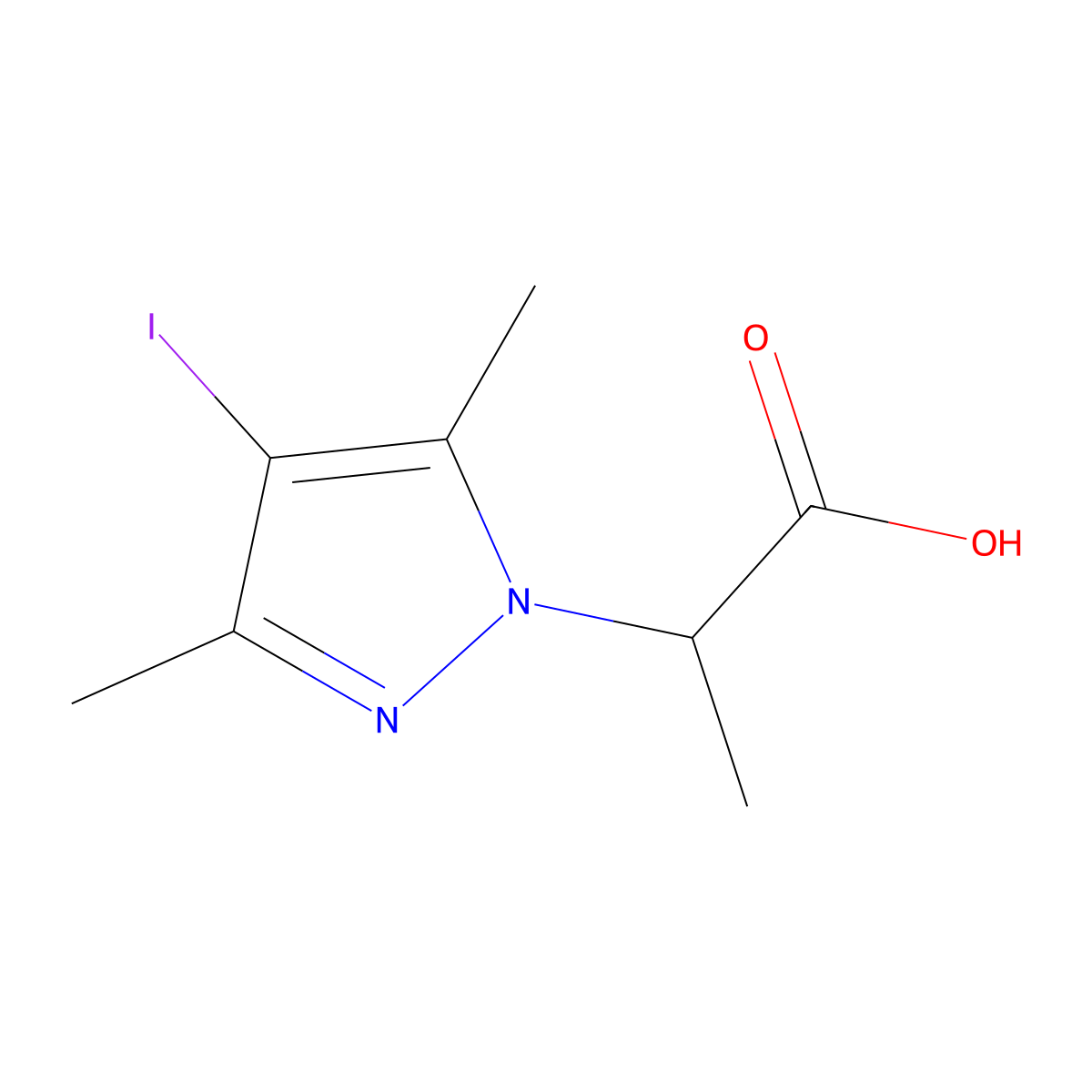 2-(4-Iodo-3,5-dimethyl-1H-pyrazol-1-yl)propanoic acid molecular structure, CAS 1354705-06-8