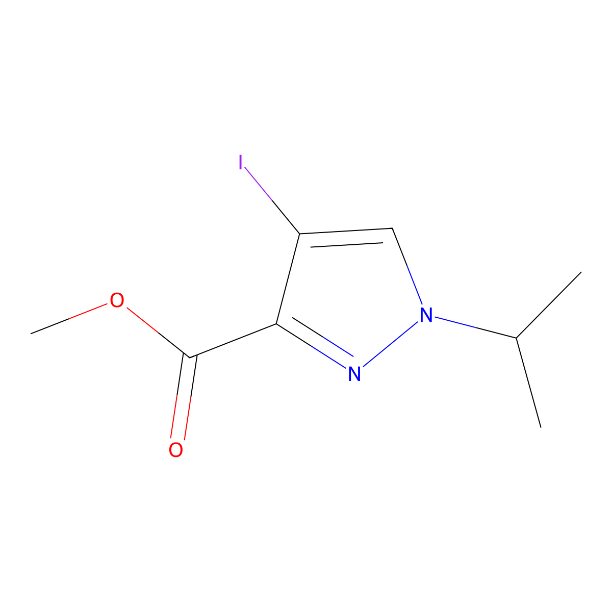 Methyl 4-iodo-1-isopropyl-1H-pyrazole-3-carboxylate molecular structure, CAS 1354705-11-5