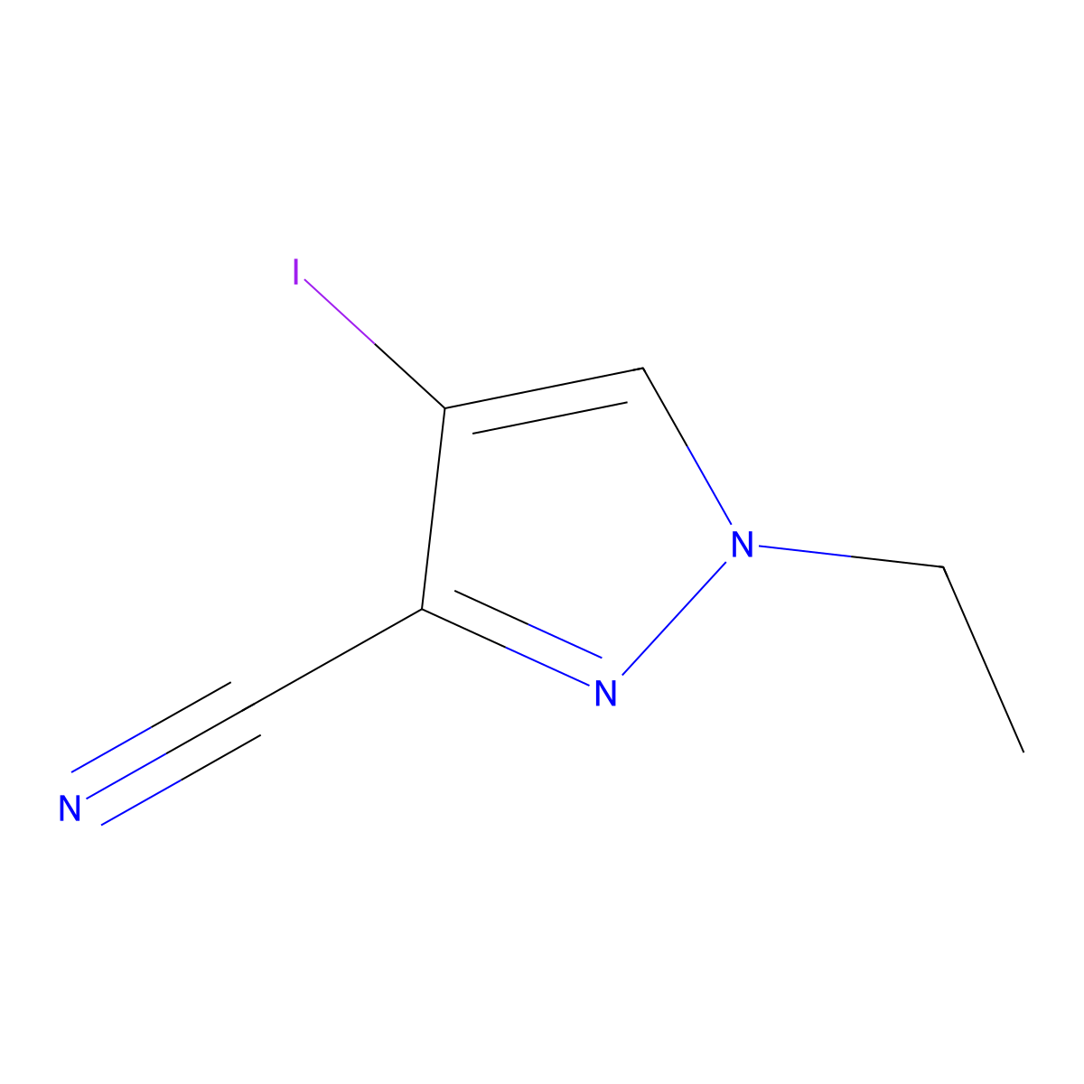 1-ethyl-4-iodo-1H-pyrazole-3-carbonitrile molecular structure, CAS 1354705-18-2