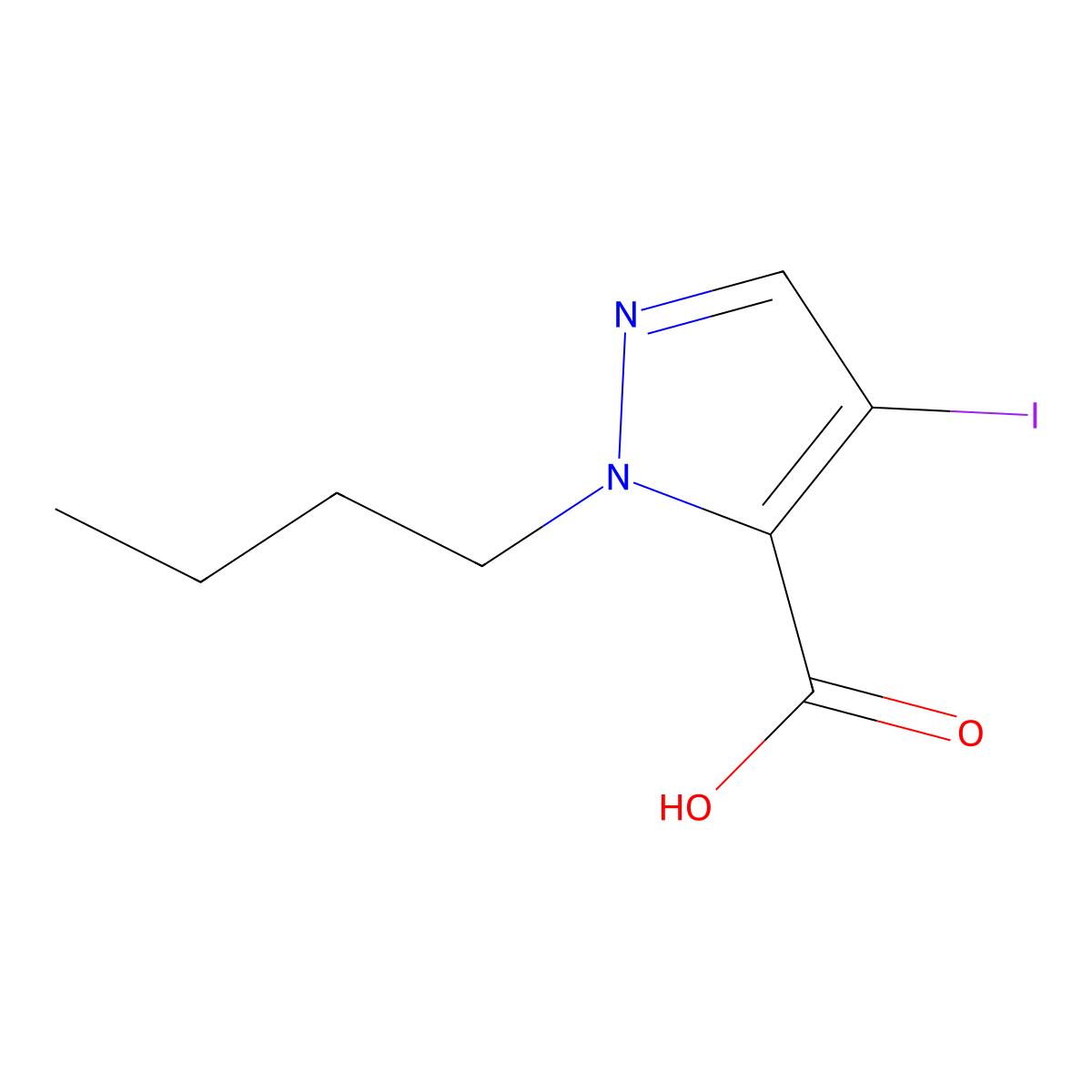 1-Butyl-4-iodo-1H-pyrazole-5-carboxylic acid molecular structure, CAS 1354705-19-3